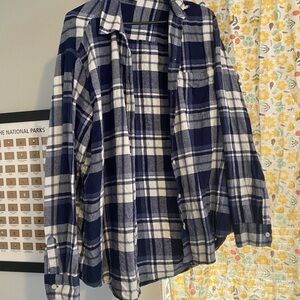 Old Navy Navy and White Checkered Shirt